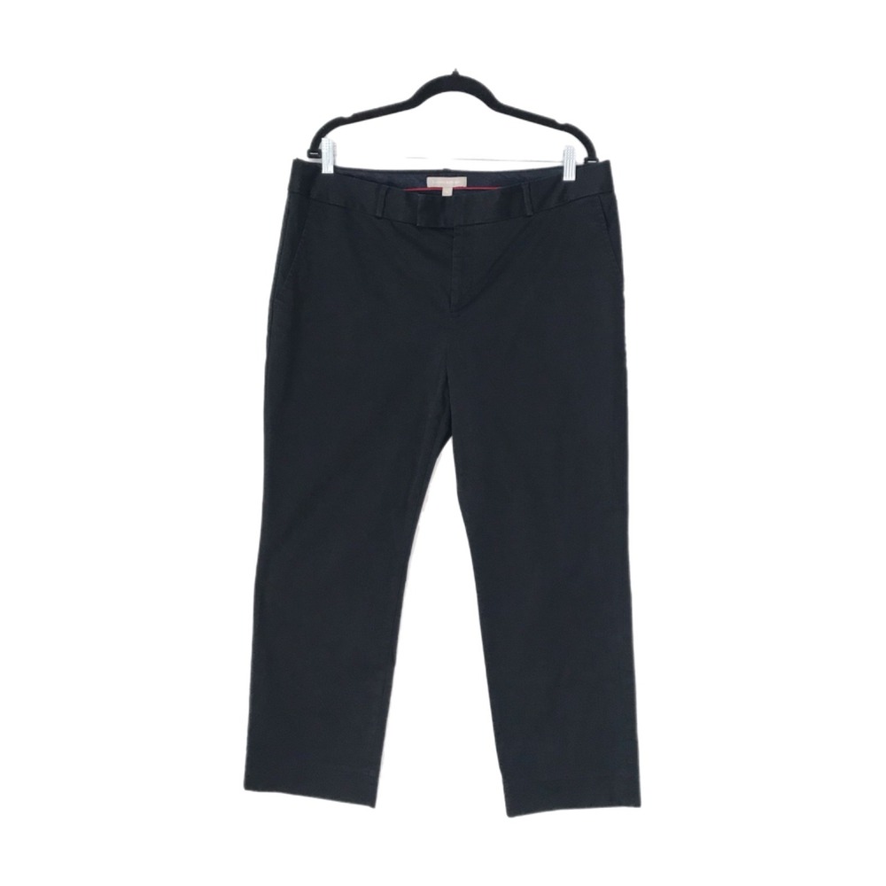 Banana Republic Women's Career Pants Black Ankle Straight Cotton Size 14